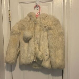 Cozy Cream Kids real rabbit fur Jacket